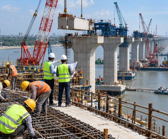 Bridge Building Over the River